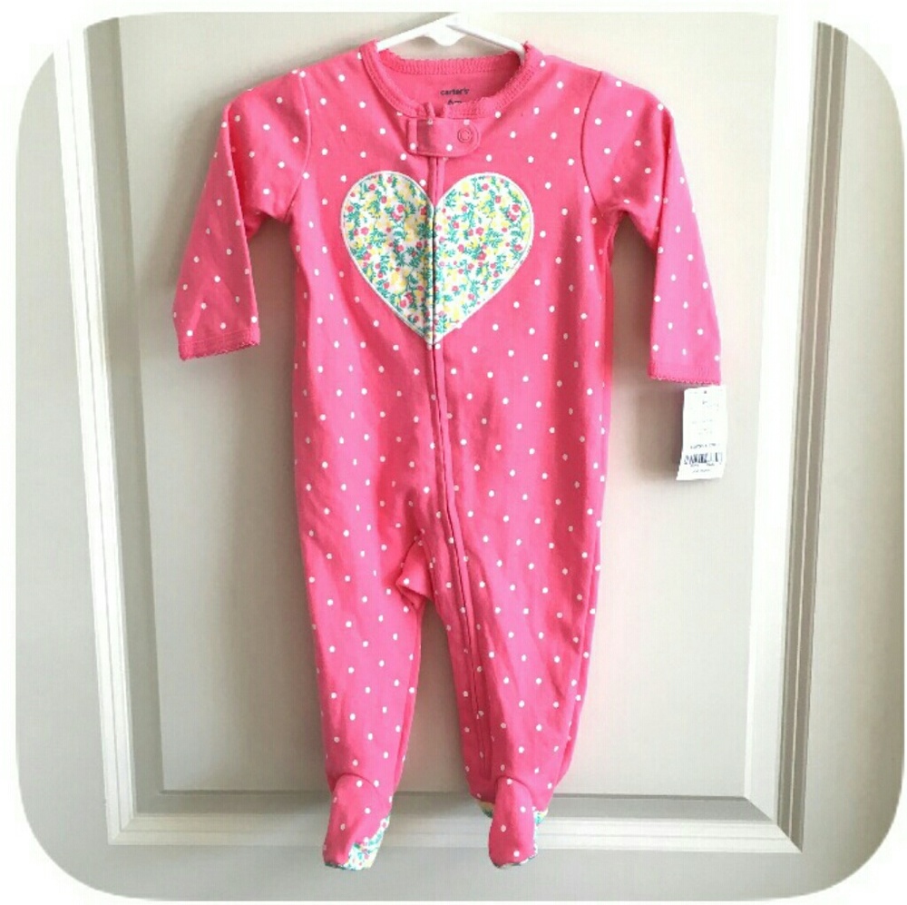 ❤NWT Carters Baby Girls pink heart sleeper